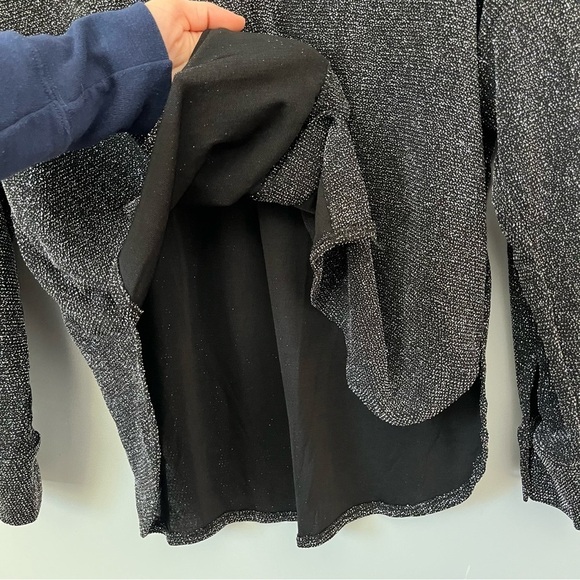 Mango Long Sleeve Collared Neckline Silver Glitter Button Down Shirt Size S NWT - Picture 11 of 16